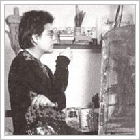In her studio, 1986