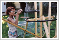 Working on the sculpture "Bird-Woman"